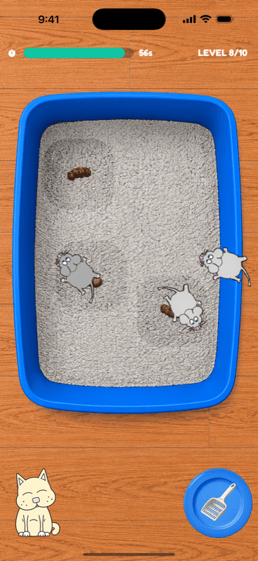 Ten litter boxes, sixty seconds, angry mice